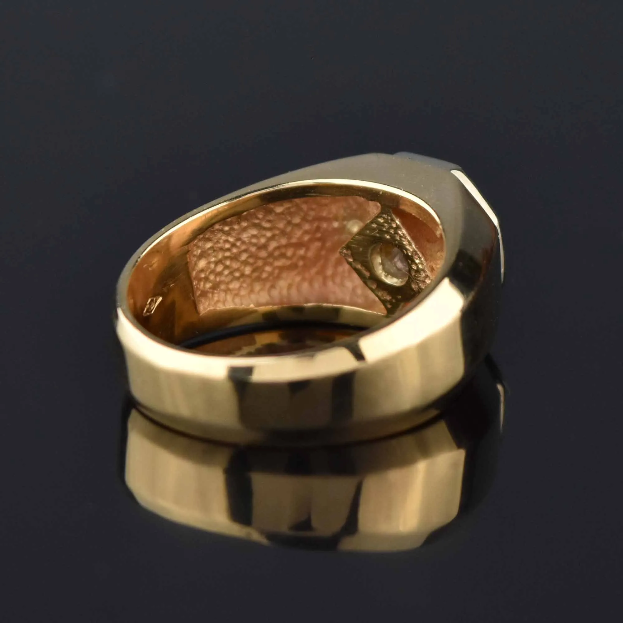 Mens 14K Gold Diamond Signet Ring, .50 Carats