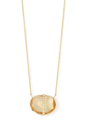 Micropave Wrapped Large Freeform Citrine Pendant Necklace