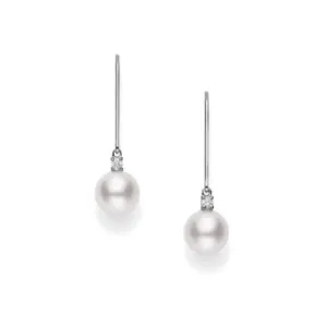 Mikimoto Akoya Leverback Earrings with Diamonds