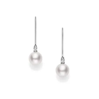 Mikimoto Akoya Leverback Earrings with Diamonds