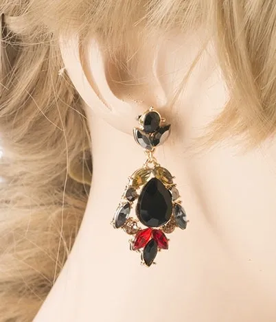 Modern Fashion Crystal Rhinestone Stylish Dangle Earrings E707 Black
