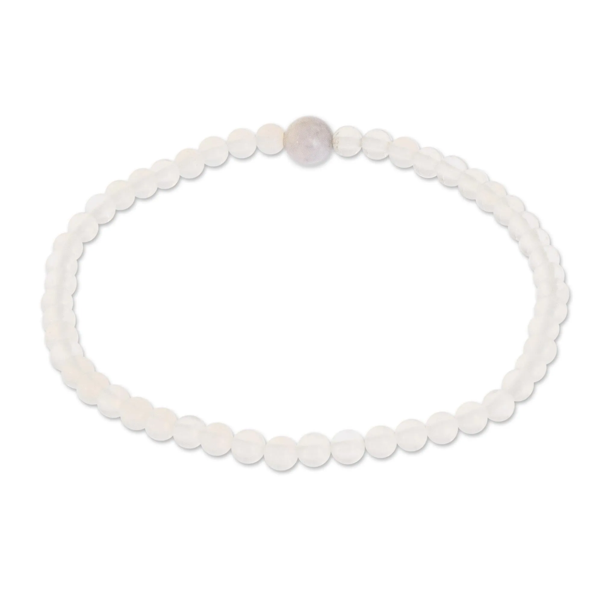 Moonstone and Lilac Jade Beaded Bracelet from Guatemala - Lunar Orbit NOVICA