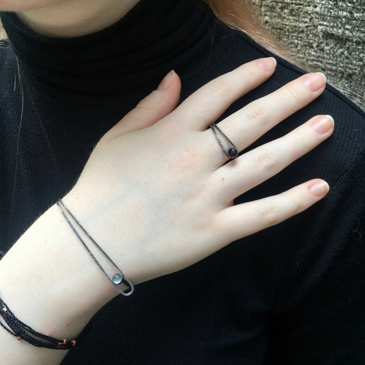 Moonstone Button Bracelet