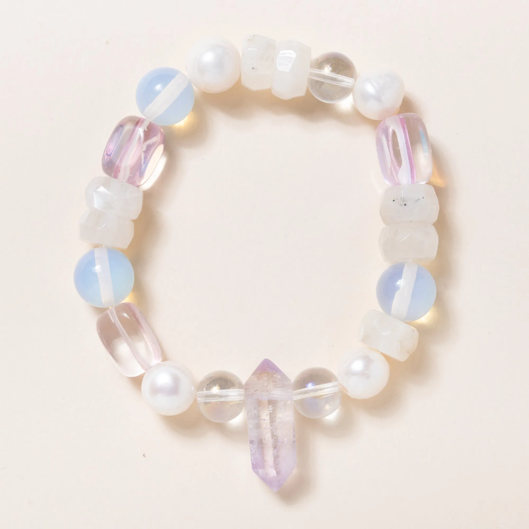 Moonstone, Rose Quartz & Pearl