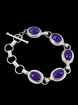 Native American Charoite Sterling Silver Link Bracelet