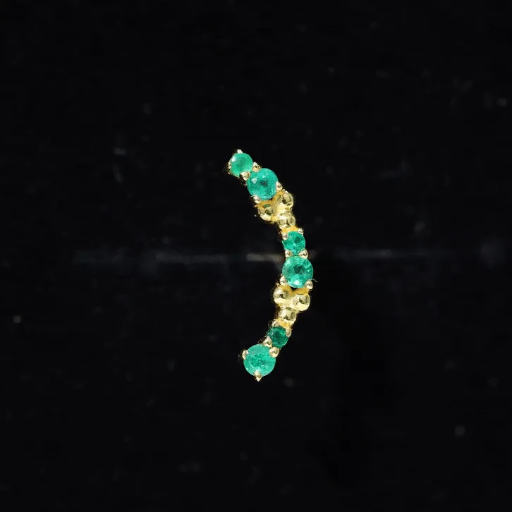 Natural Emerald Crawler Cartilage Earring with Beaded Details