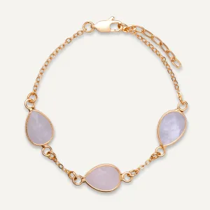 Natural Moonstone Stone Clasp Bracelet In Gold-Tone