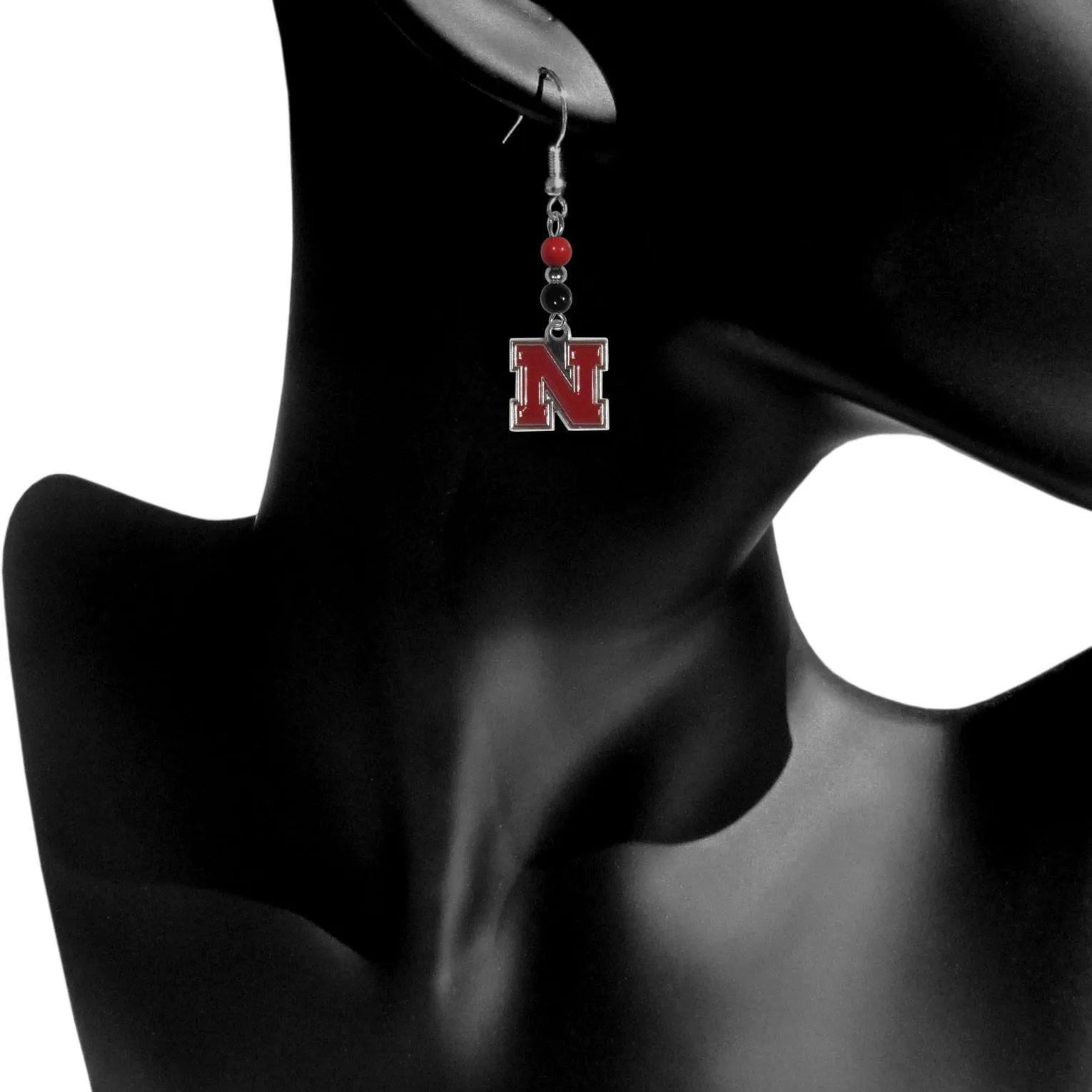 Nebraska Cornhuskers Fan Bead Dangle Earrings