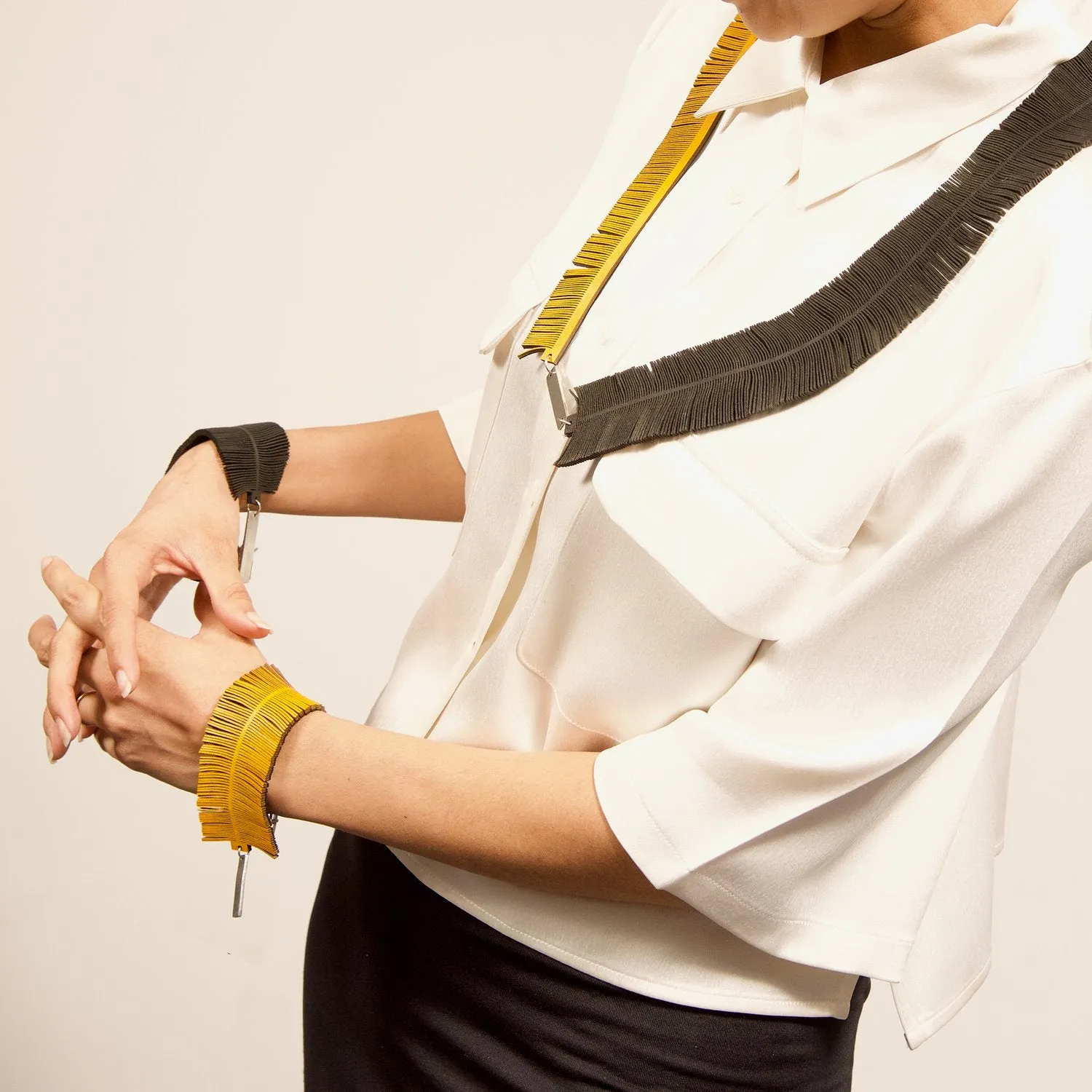 NEW! Fringe Bracelet in Dark Copper Leather by Oropopo