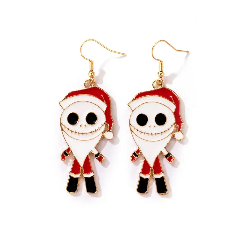 New Halloween Nightmare Christmas Skull Skellington Dangle Earrings