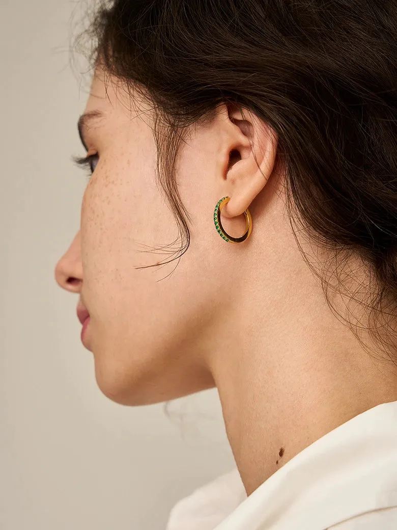 OBY Emerald Pave Huggie Hoop Earrings
