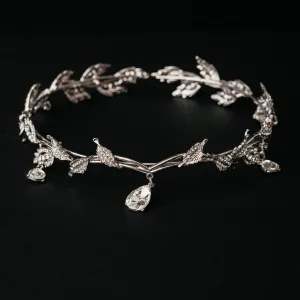Octavia’s Crystal Drop Head Band in Silver White Gold