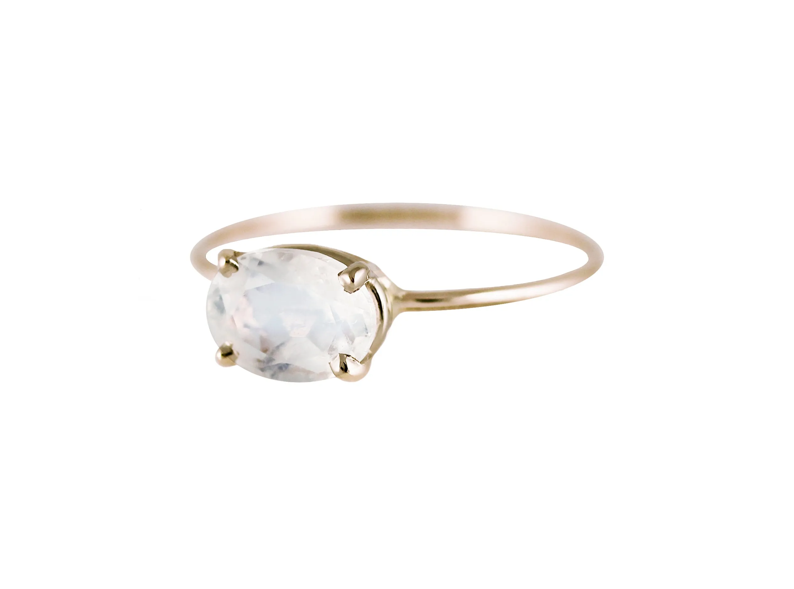 OVAL FACETED RAINBOW MOONSTONE RING