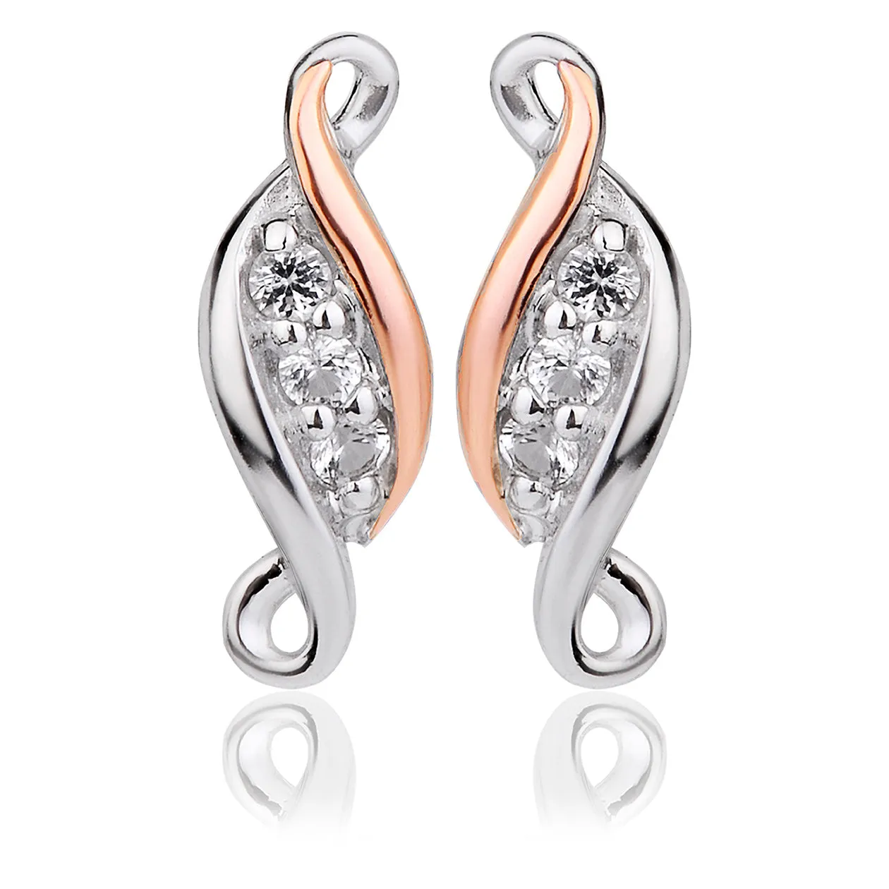 Past Present Future Stud Earrings - Silver/Rose Gold - 3SPPFE