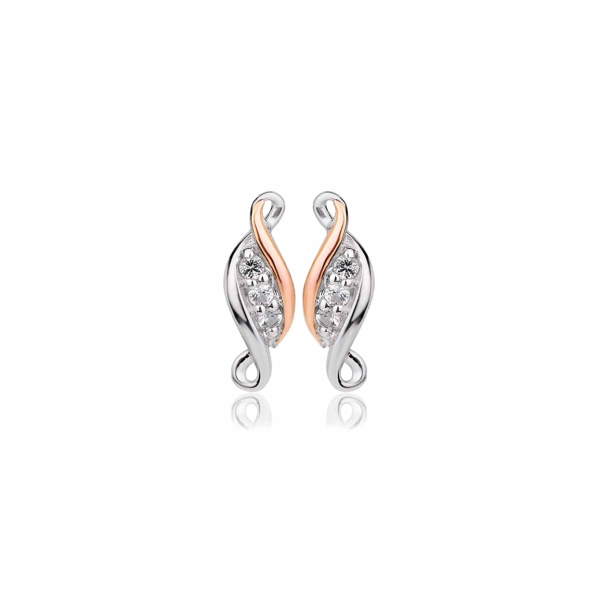 Past Present Future Stud Earrings - Silver/Rose Gold - 3SPPFE