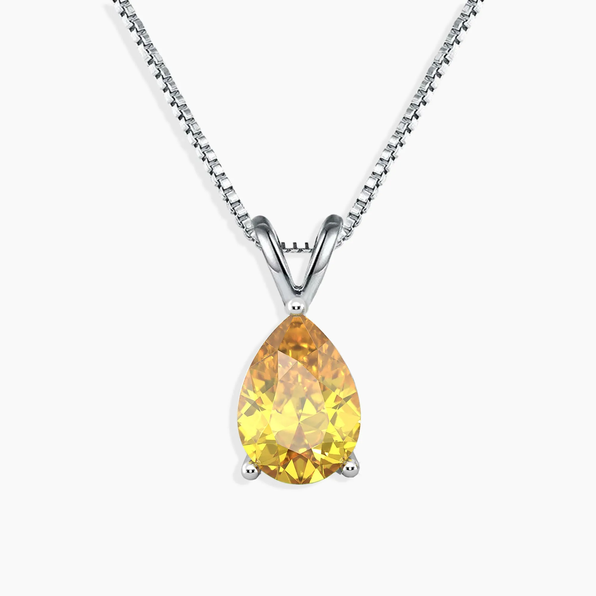 Pear Shape Citrine Necklace in 925 Sterling Silver | Irosk Australia ®
