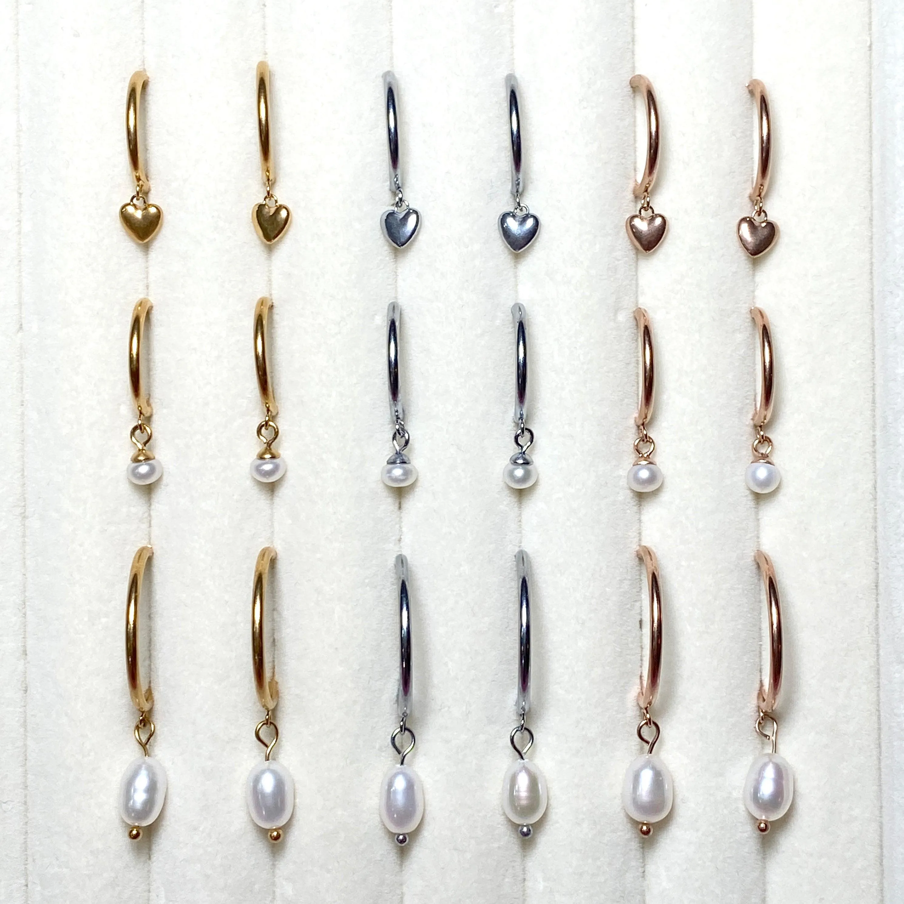 PEARL DANGLE HUGGIE HOOP CLIP-ON EARRINGS IN SILVER