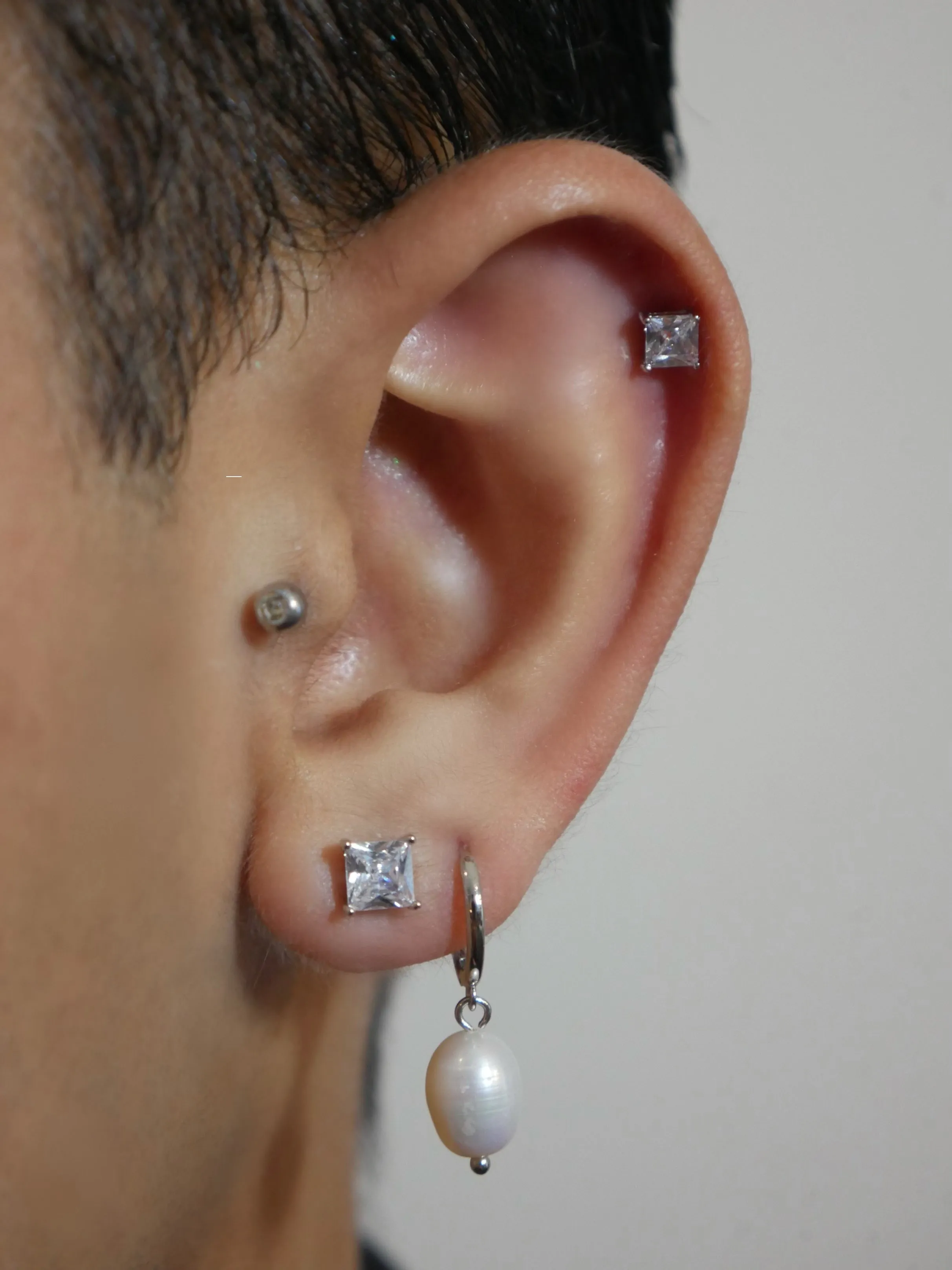 Pearl Hoop Earrings, .925 Sterling Silver Freshwater Pearl Huggie Hoop Earrings