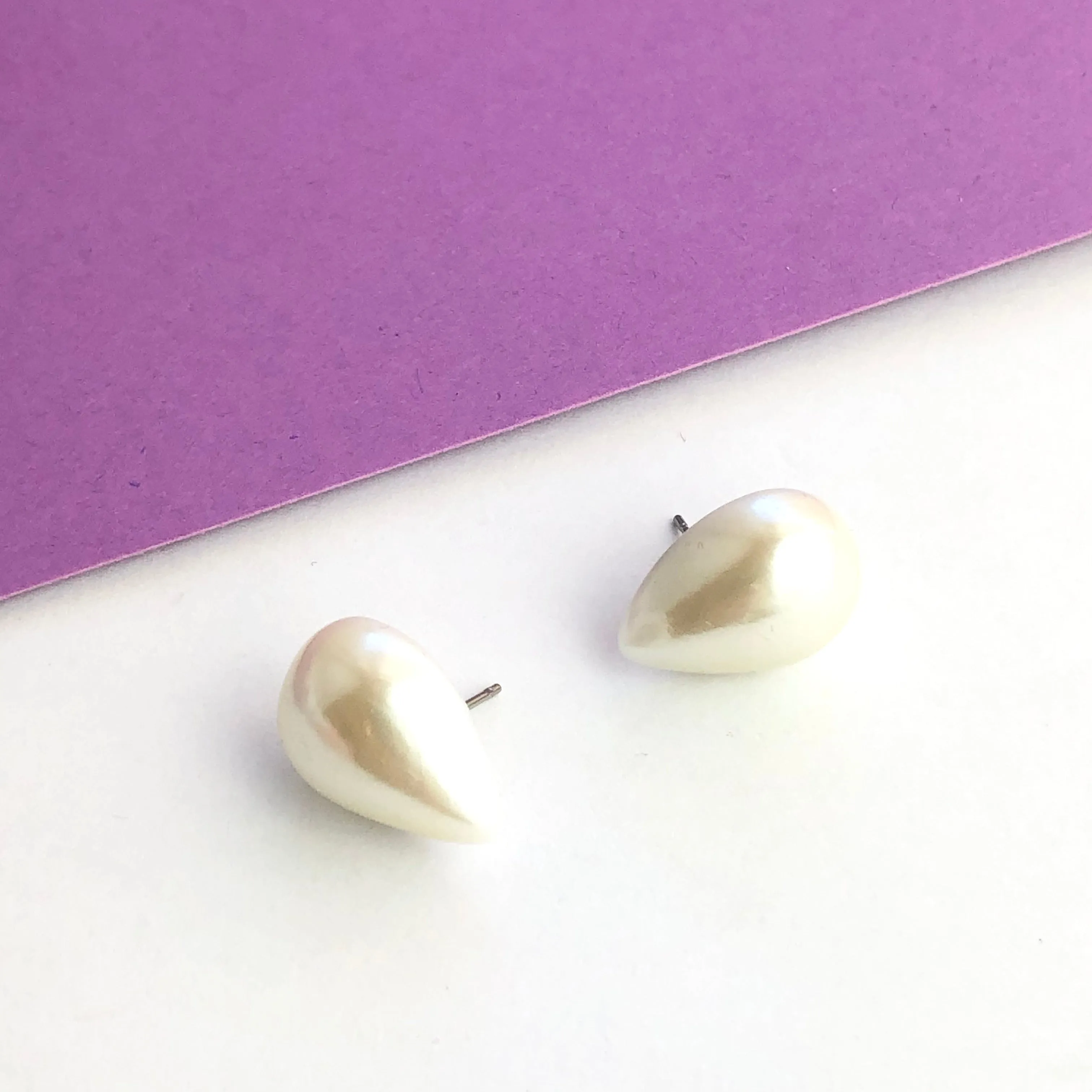 Pearl Teardrop Stud Earrings