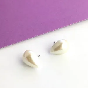 Pearl Teardrop Stud Earrings