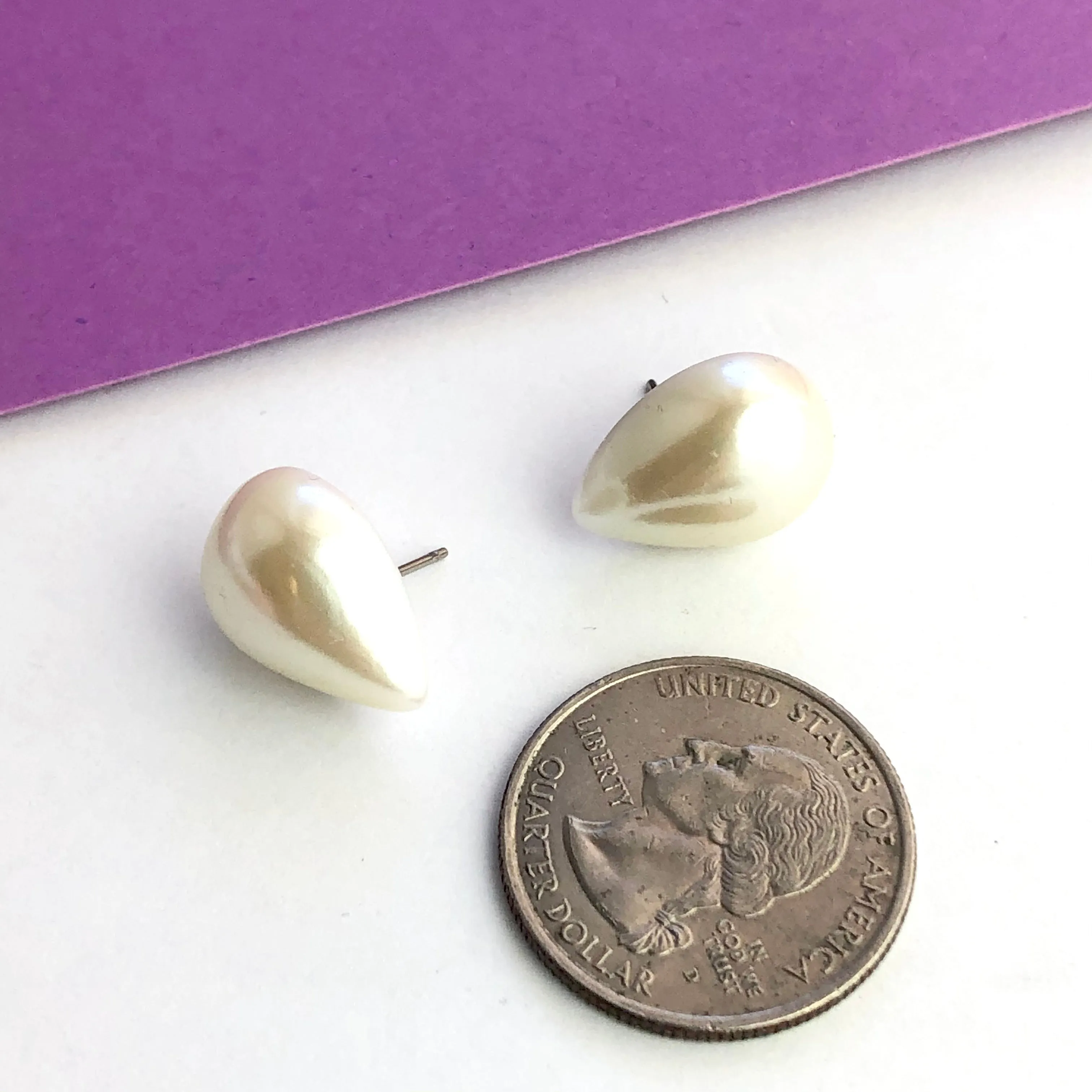Pearl Teardrop Stud Earrings