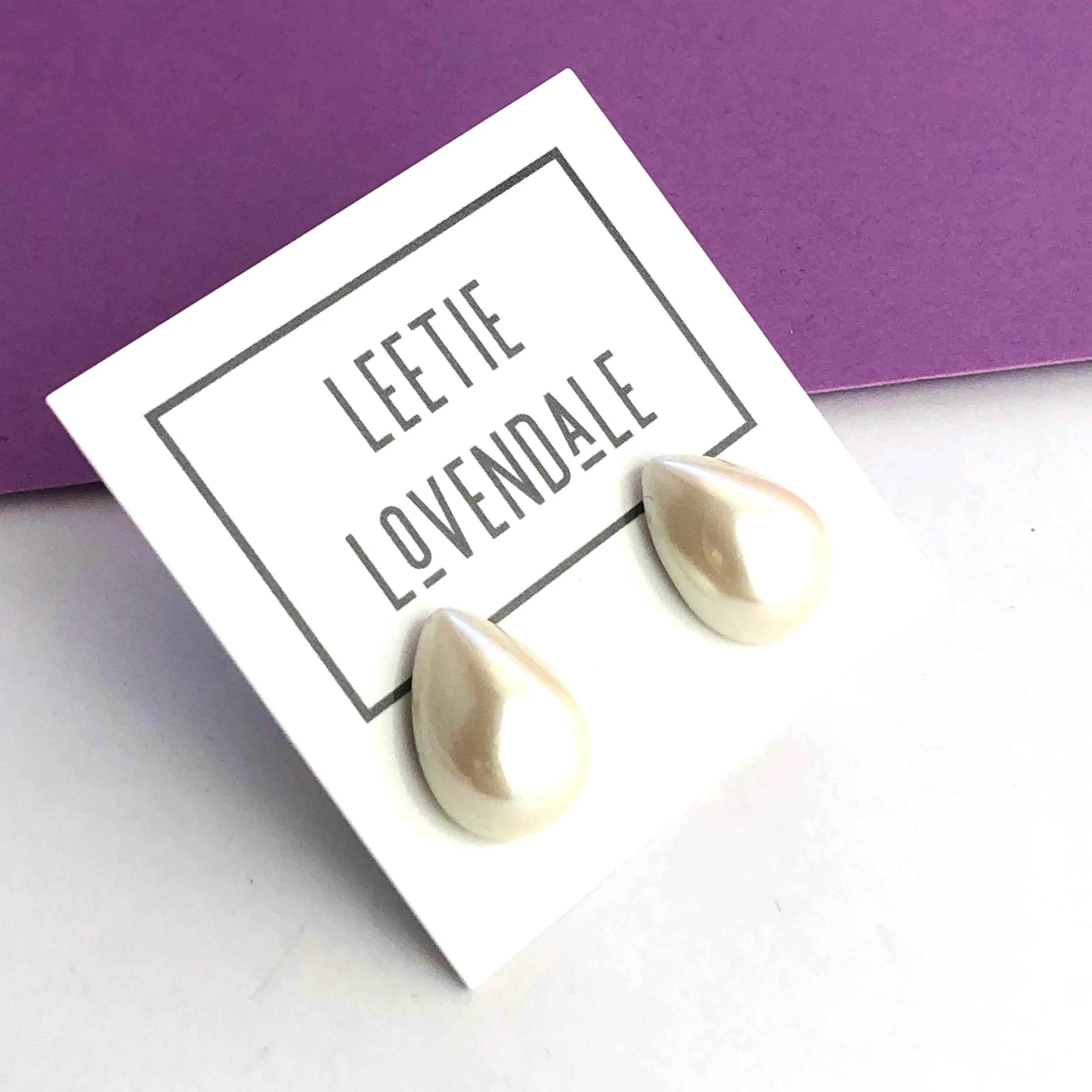 Pearl Teardrop Stud Earrings