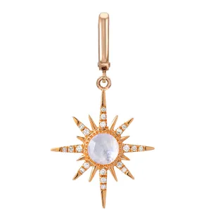 Rainbow Moonstone Sunburst Clip Charm