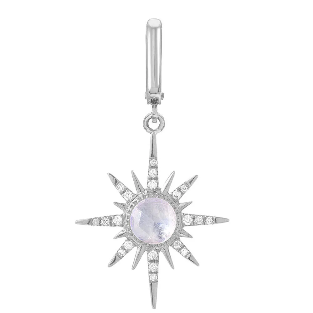 Rainbow Moonstone Sunburst Clip Charm