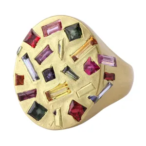 Rainbow Neon Lights Signet Ring