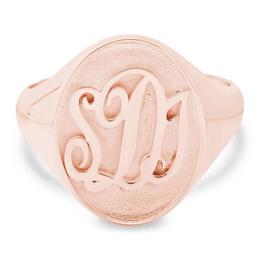 Raised Initial Monogram Mens Signet Ring