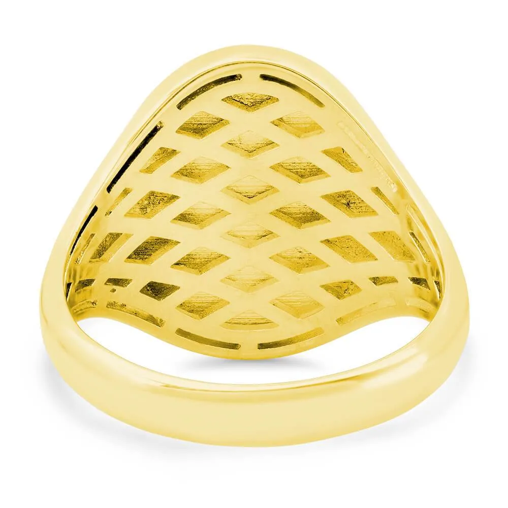 Raised Initial Monogram Mens Signet Ring