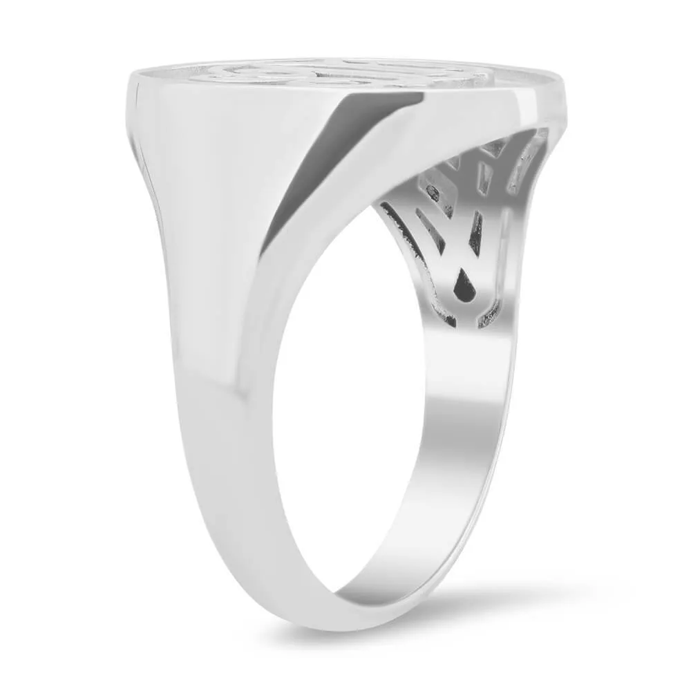 Raised Initial Monogram Mens Signet Ring