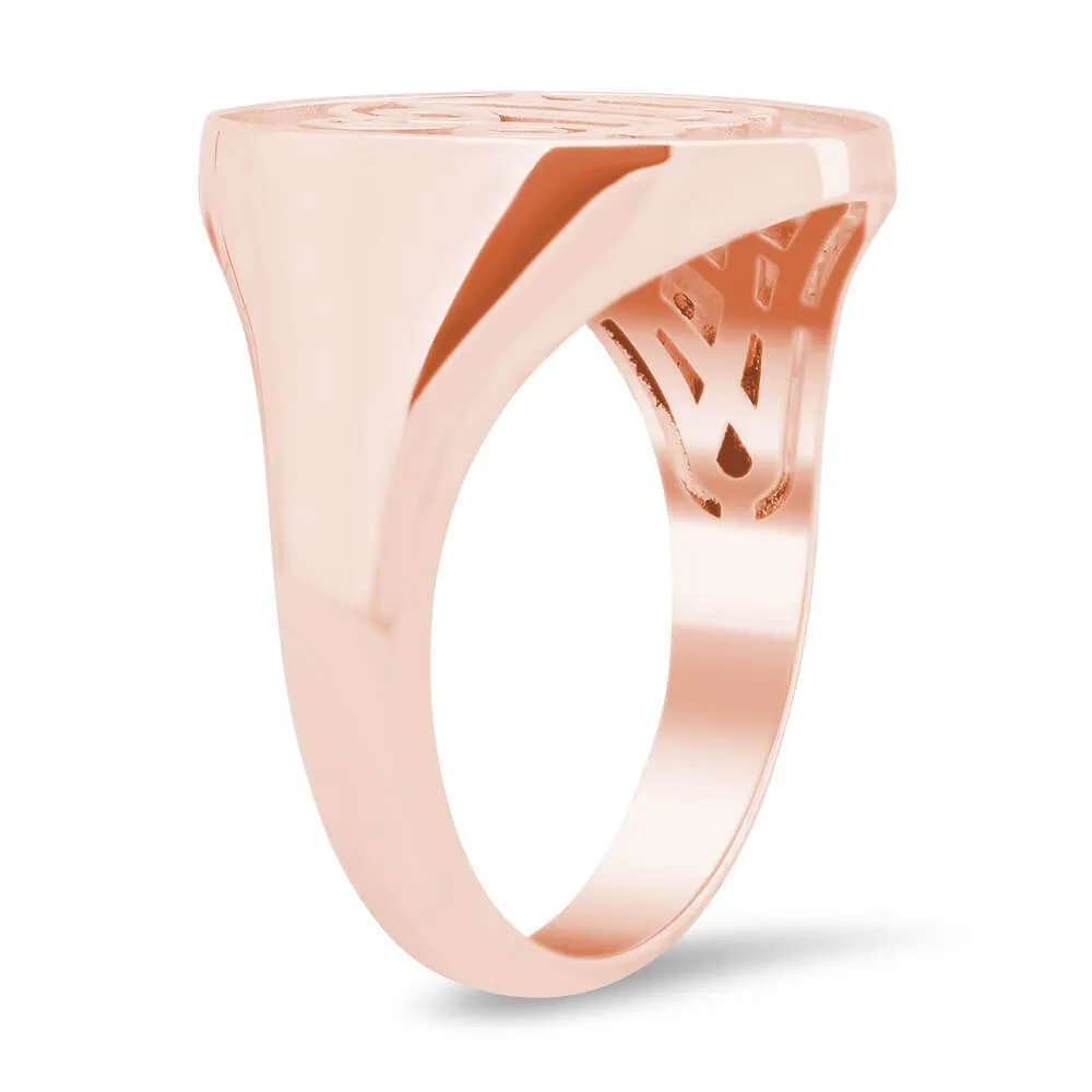 Raised Initial Monogram Mens Signet Ring