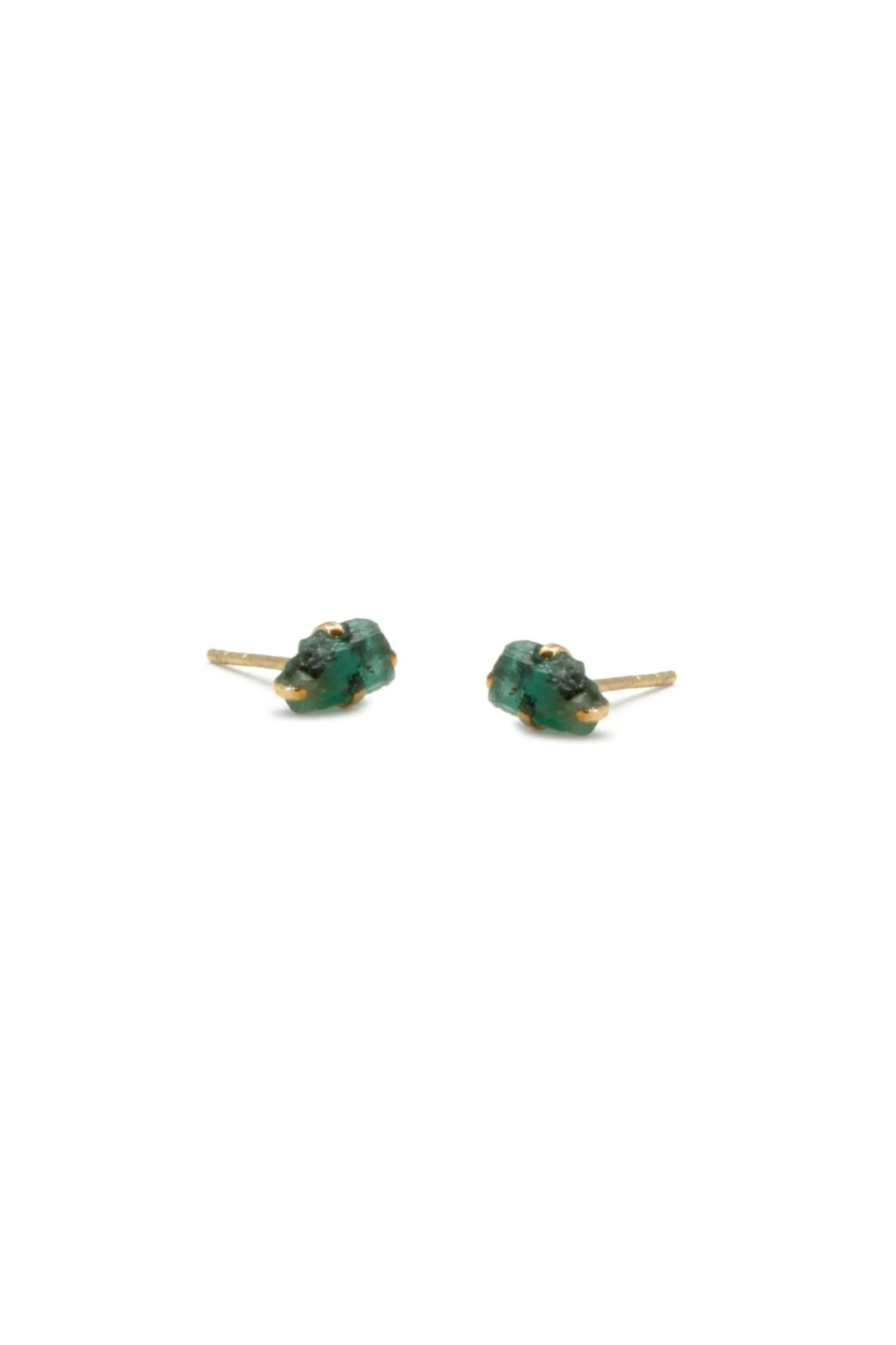 Raw Emerald Studs
