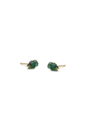 Raw Emerald Studs