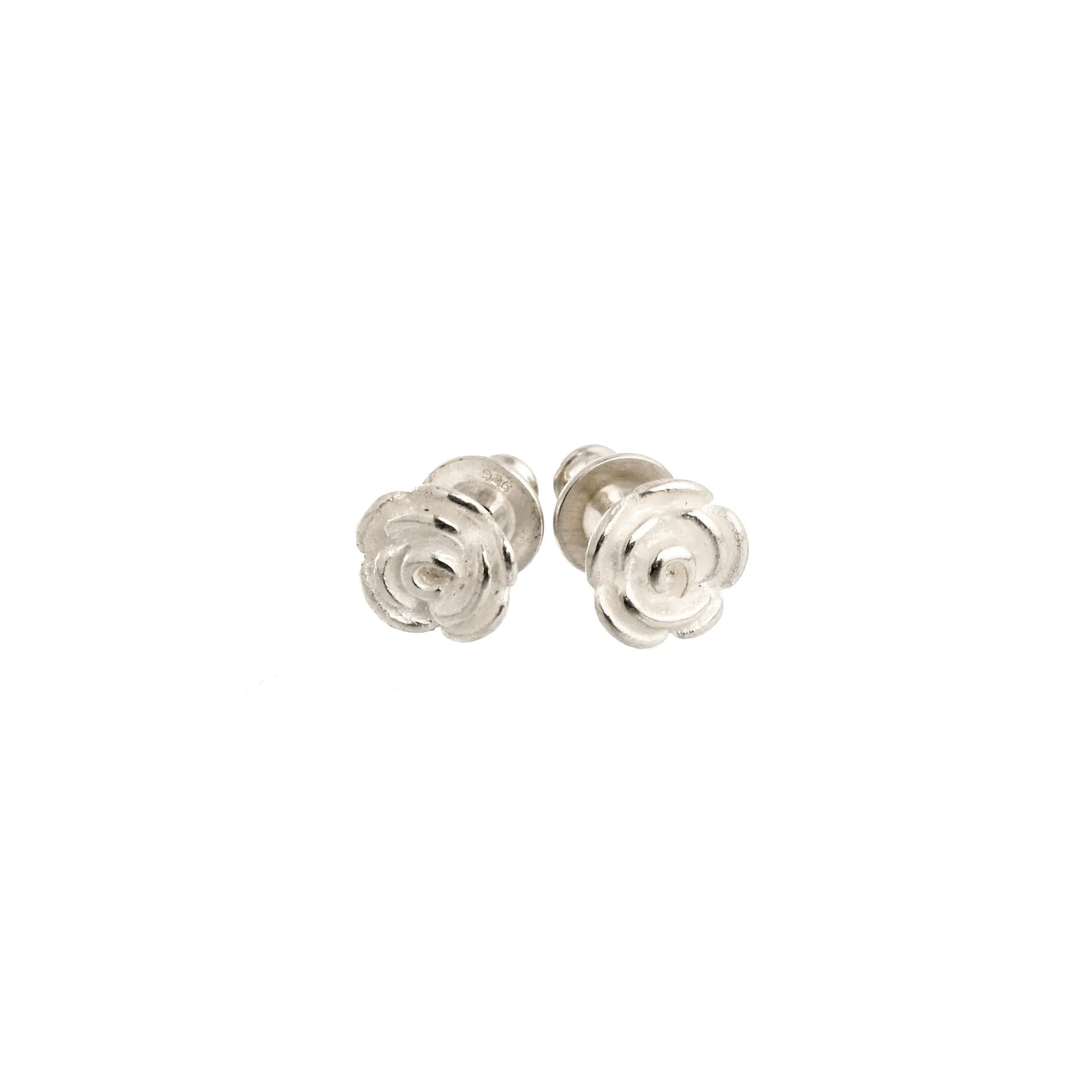 Rose Flower Silver Stud Earrings