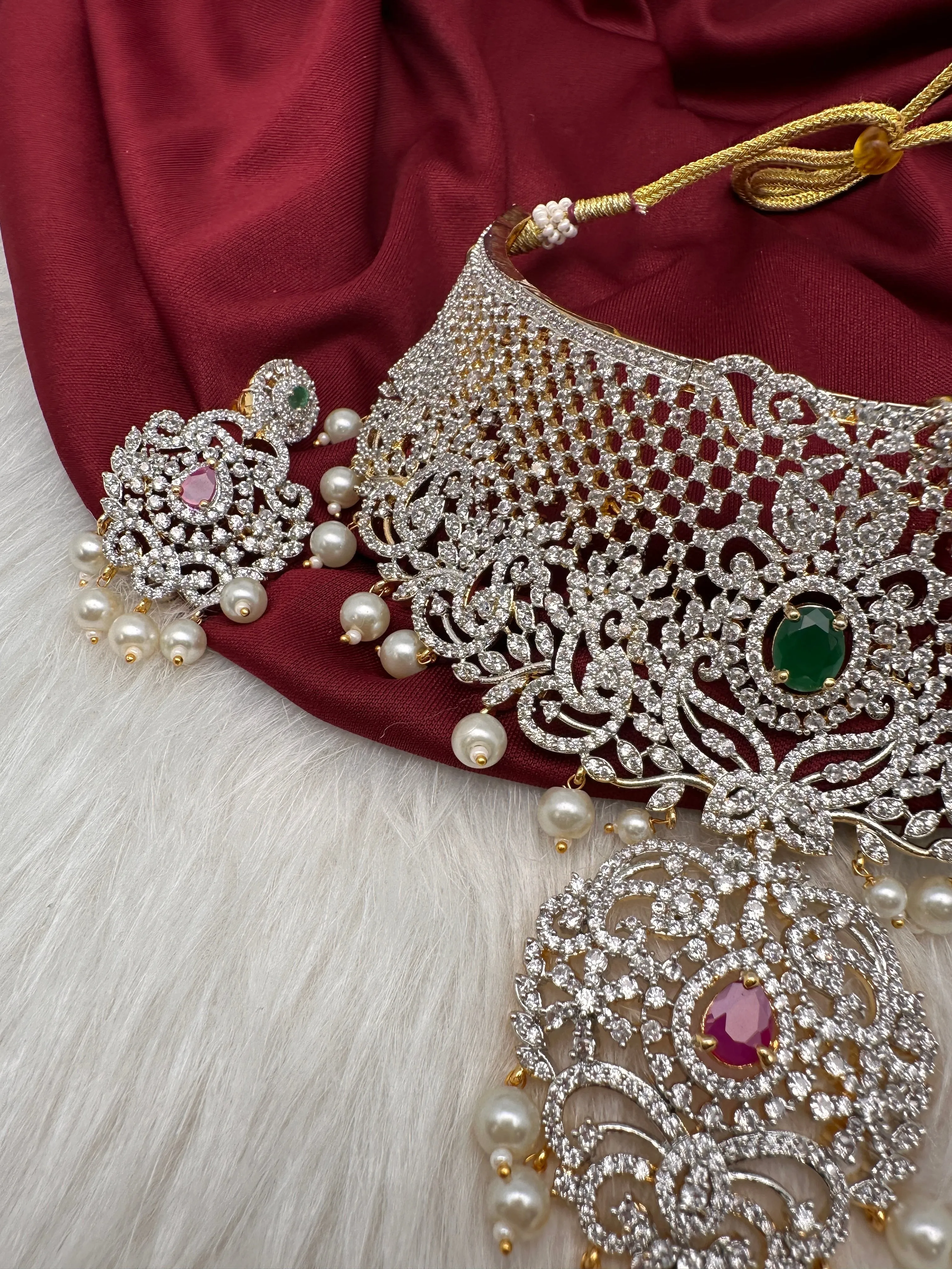 Ruby and Emerald Diamond Finish AD Choker
