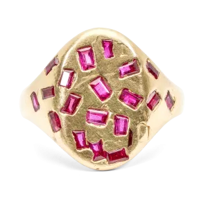 Ruby Baguette Signet Ring - Made to Order