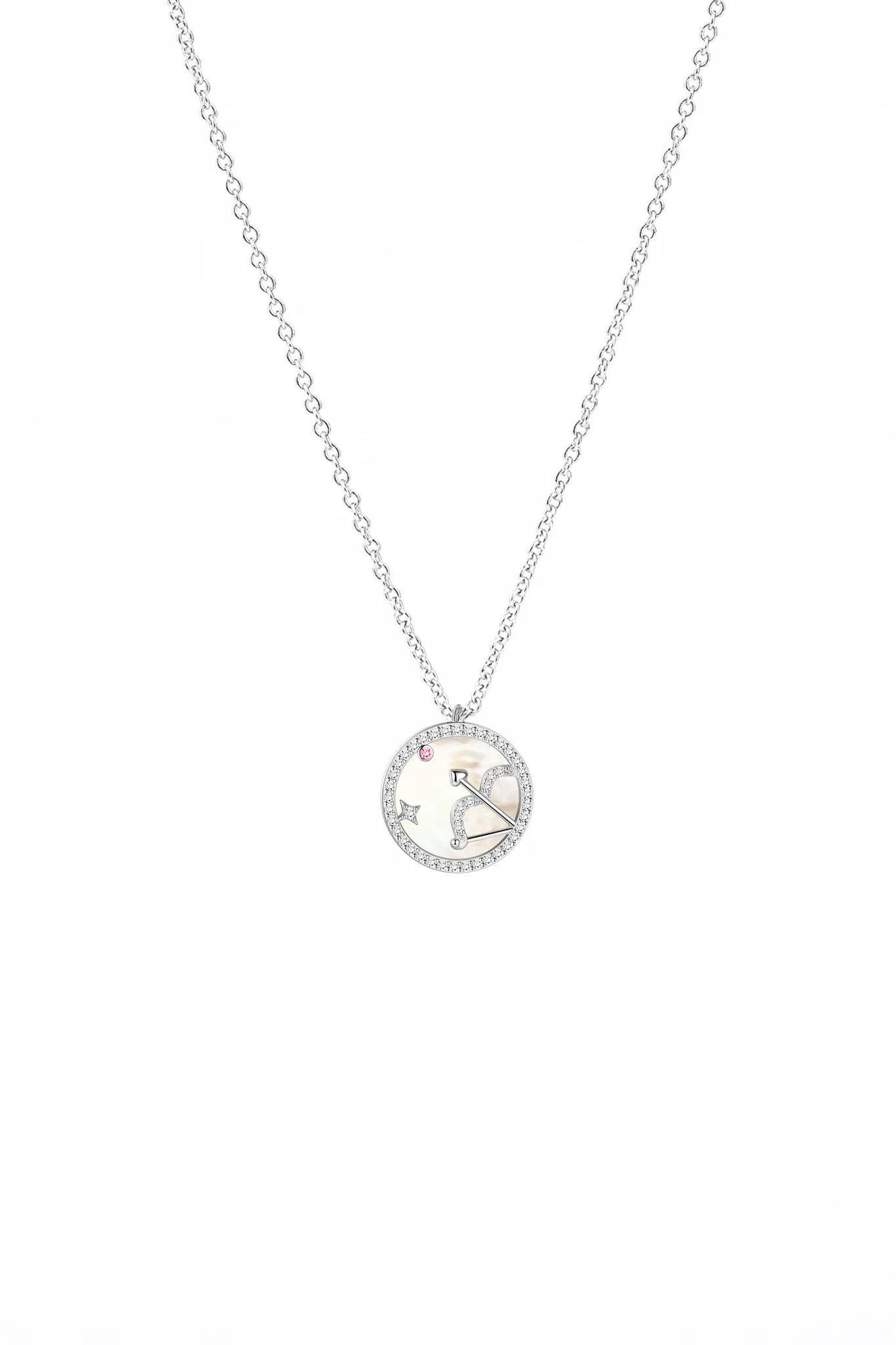 SAGITTARIUS Mother of Pearl Sterling Silver Necklace