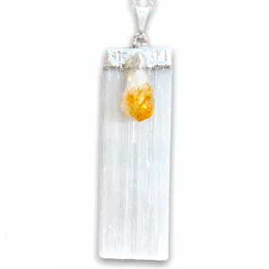 Selenite and Citrine Pendant Necklace
