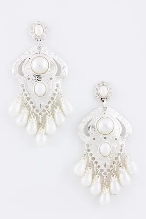 Silver Dangle Pearl Earrings