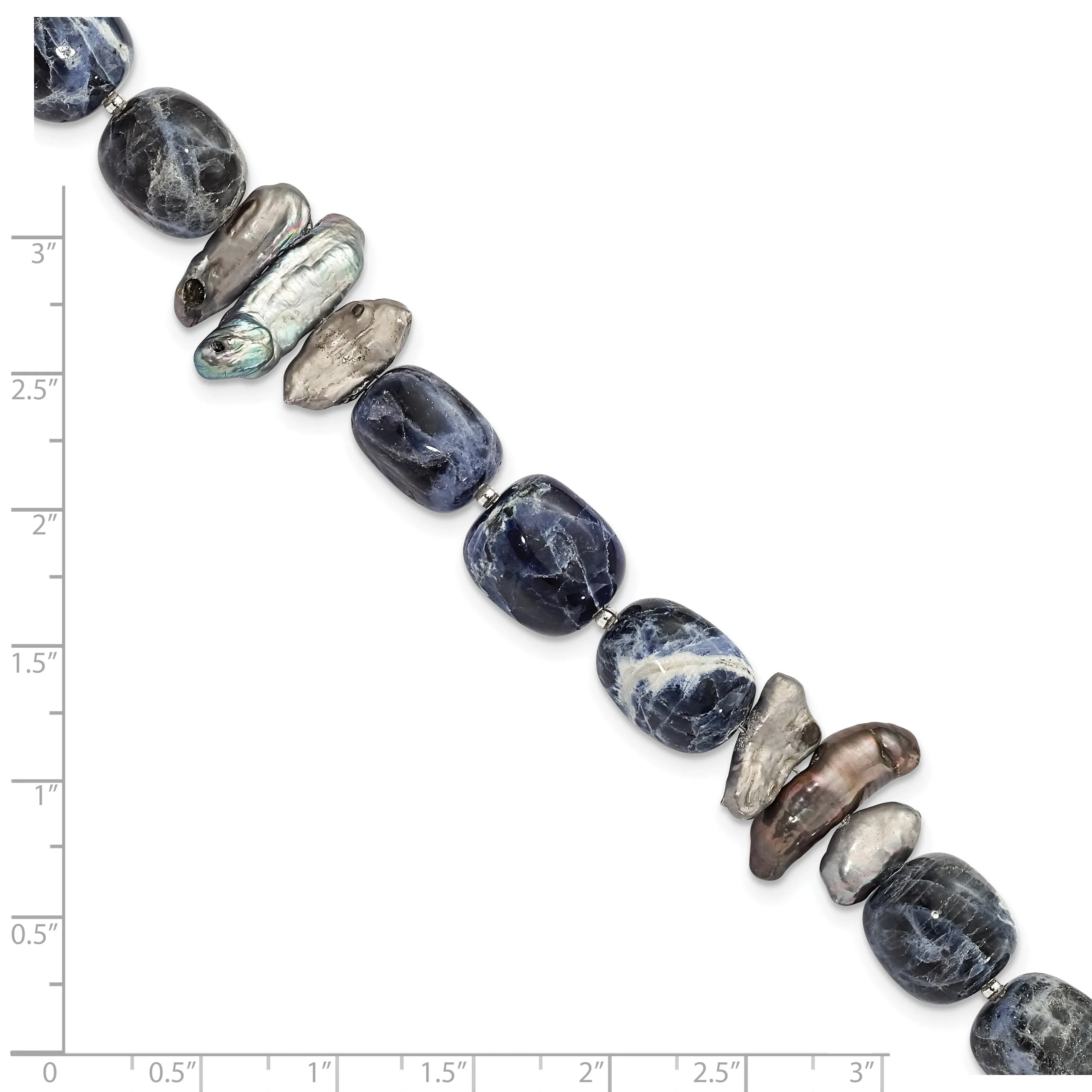 Silver Sodalite Grey Fresh Water Pearl Bracelet
