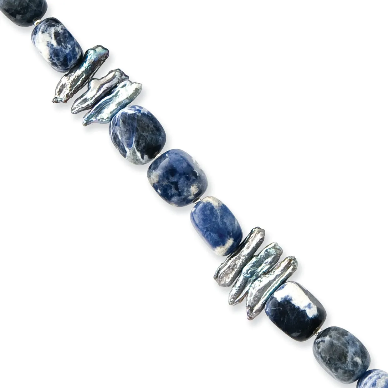 Silver Sodalite Grey Fresh Water Pearl Bracelet