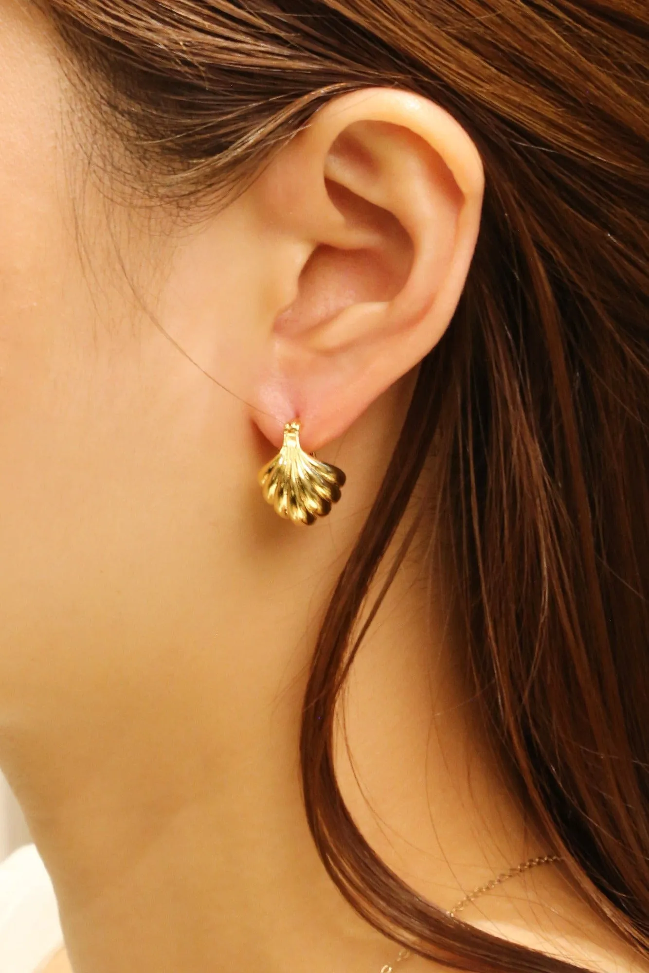 SJE310746 14K Sea Shell Pincatch Earrings