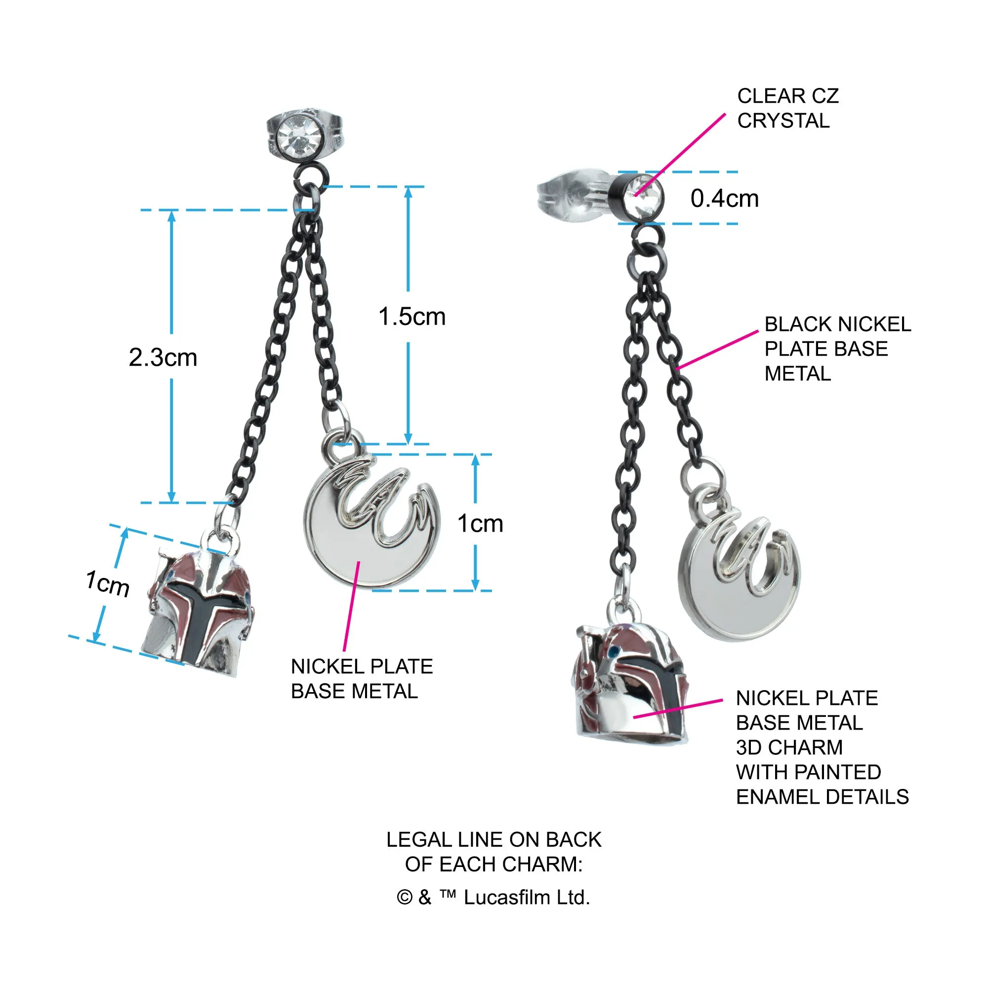 Star Wars Ahsoka Sabine Helmet Dangle Charm Earrings