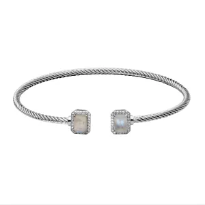 Sterling Silver Blue Moonstone White Topaz Cuff Bracelet