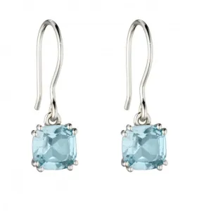 Sterling Silver Blue Topaz Cushion Earrings E5849T