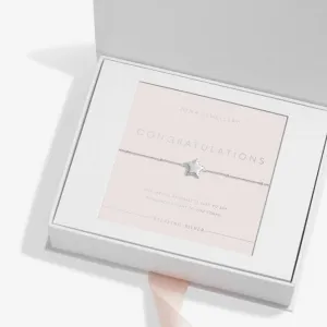 Sterling Silver Congratulations Star Pave 16cm   3cm Bracelet JJS0008