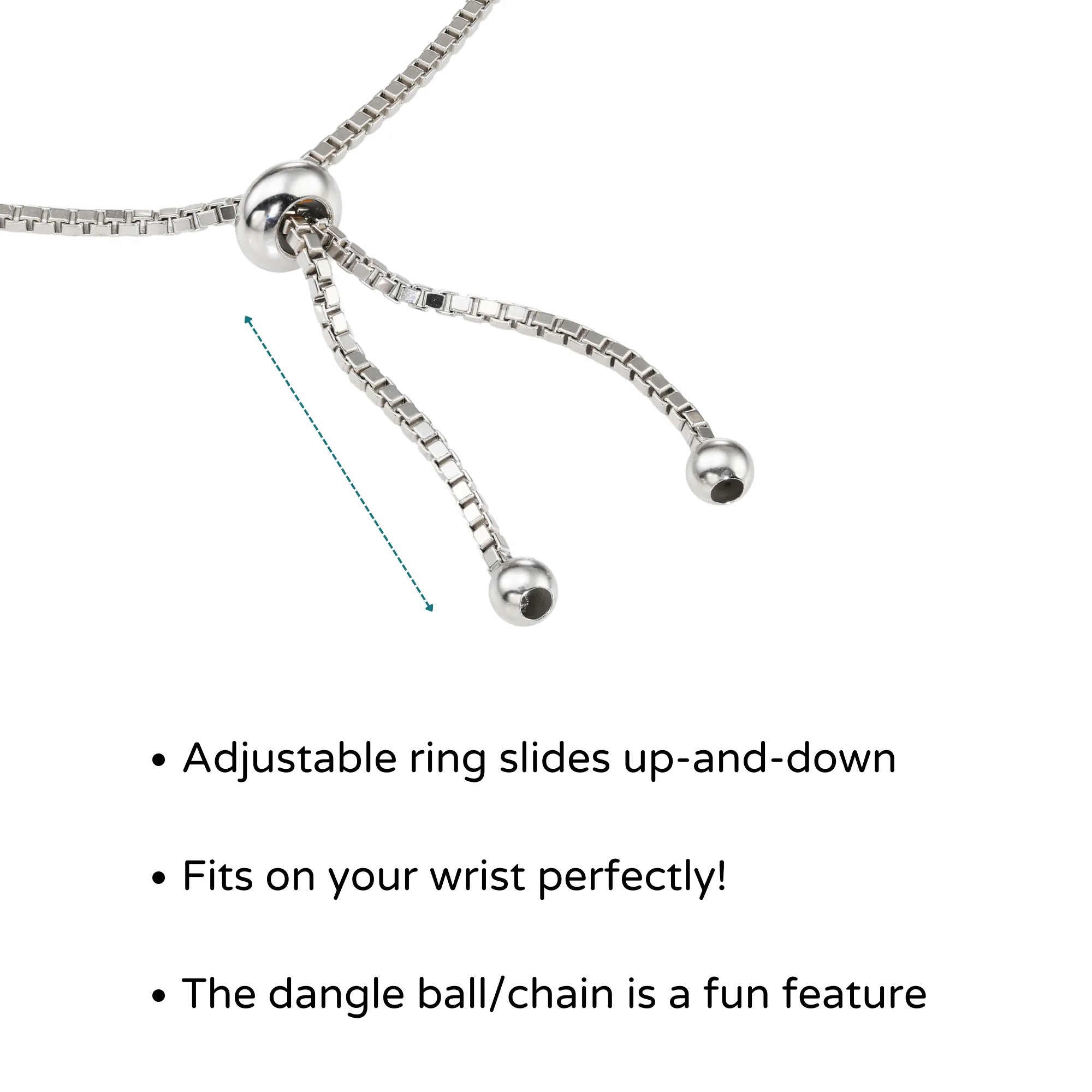 Sterling Silver Multicolor Rainbow CZ Bracelet, Adjustable Length