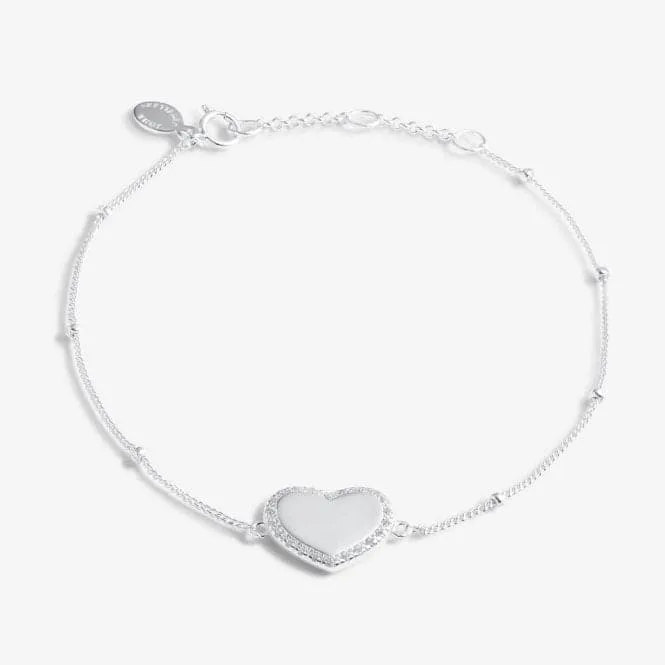 Sterling Silver Wonderful Mum Heart Pave 16cm   3cm Bracelet JJS0003